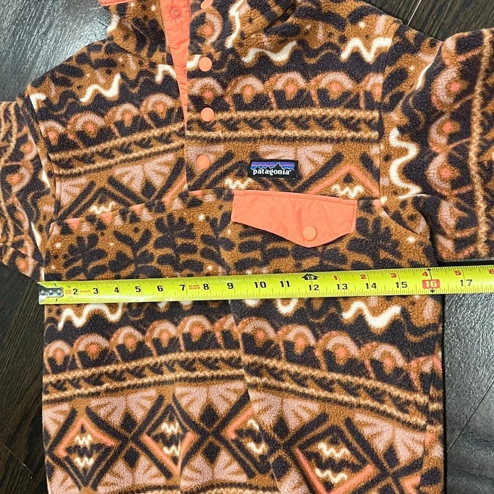Patagonia Synchilla Snap-T Fleece Aztec Mangrove Henna‎ Brown Women's XXS Retro